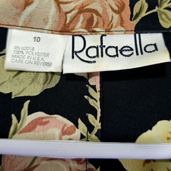 Rafaella Maxi Dress Size 10 Vintage 80's Black Floral Button-Up Boho Cottage - Picture 6 of 7